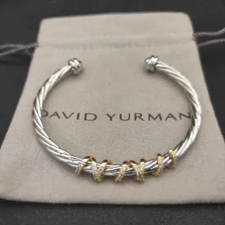 David Yurman Cable Classics Pulsera de metal bicolor plata dorada trenzada