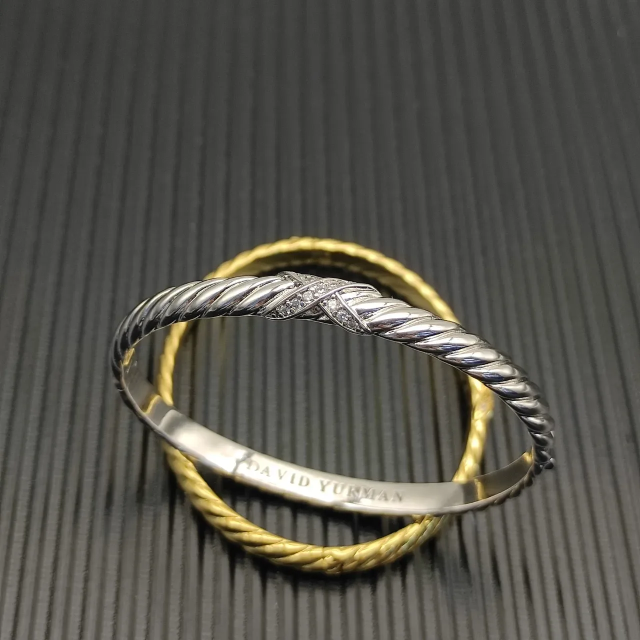 David Yurman Cable Classics X Pavé Diamond Twisted Rope Bracelet 7