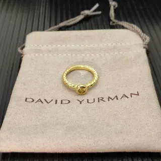 David Yurman Cable Collectibles पीली सोने की मड़ी हुई पट्टी एकल बेजल सेट जेमस्टोन अंगूठी