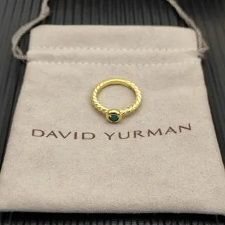 David Yurman Cable Collection 金色蓝色扭结带弧形宝石戒指