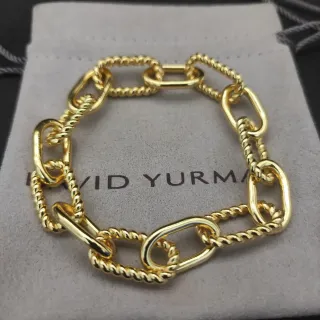 David Yurman Cable Collection Pulsera con cable trenzado y enlace ovalado en oro