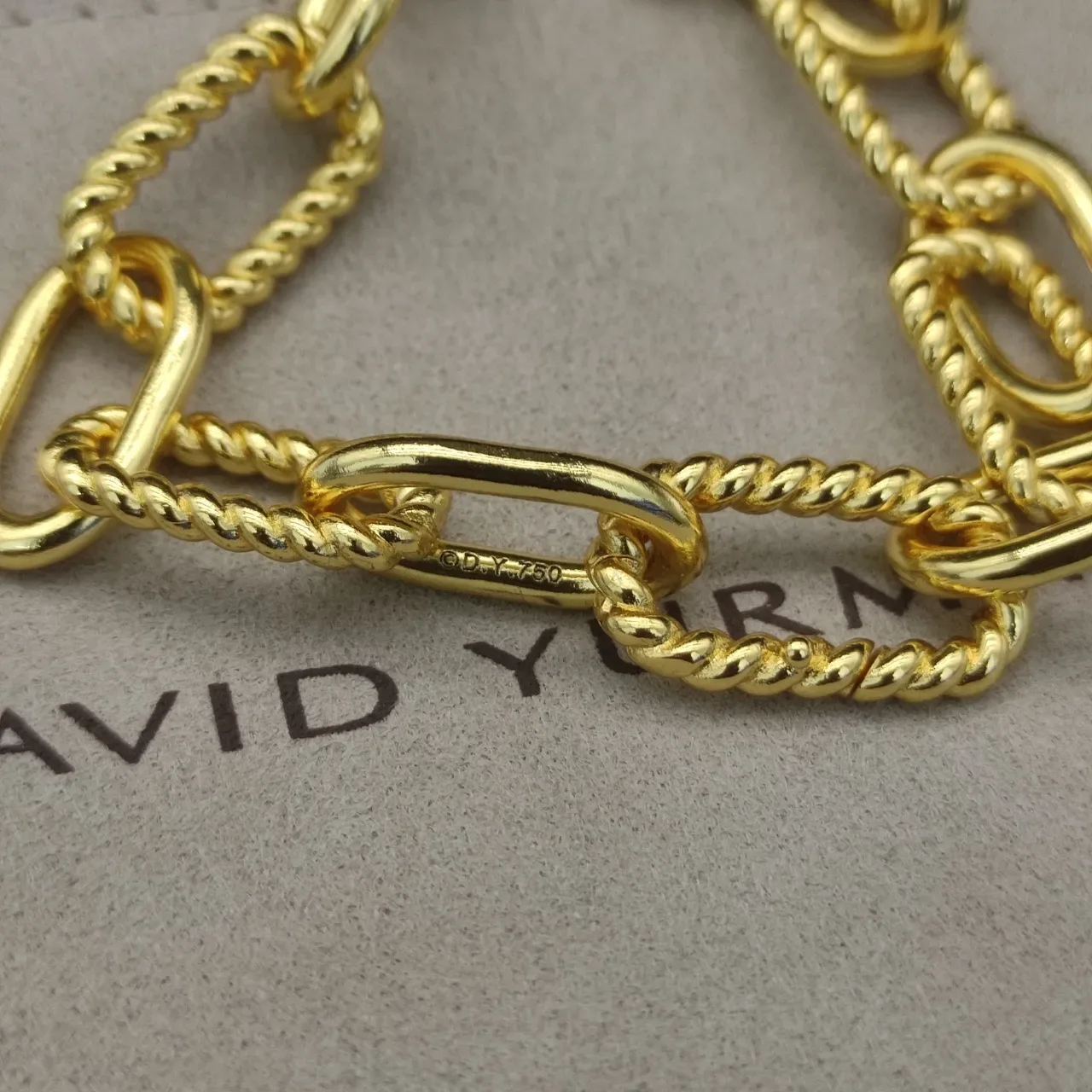 David Yurman Cable Collection Twisted Rope and Oval Link Gold Bracelet 5