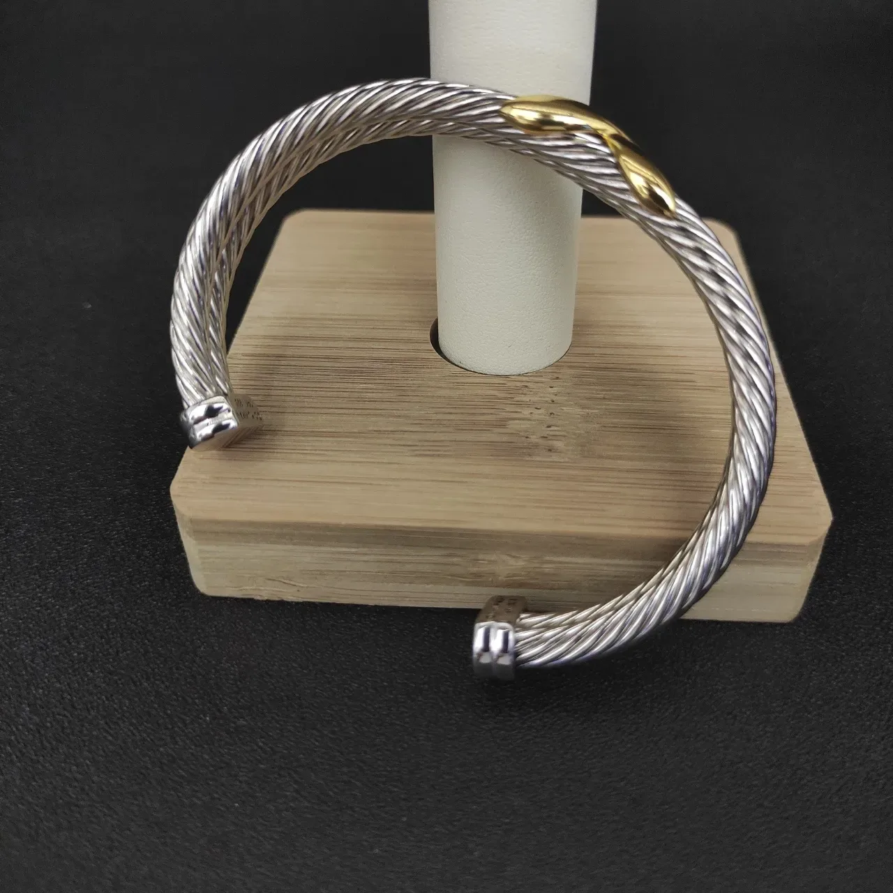 David Yurman Cable X Crossover Two-Tone Silver and Gold Open Cuff Bracelet 6