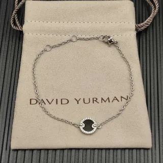 David Yurman Circular Black Stone and Pavé Diamond Halo Bracelet