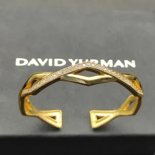 David Yurman Geometric Wave Pavé Cuff Bracelet