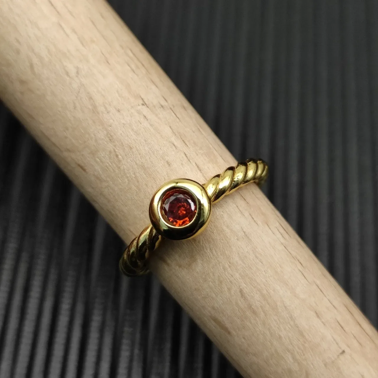 David Yurman Bague Bande Cable Tordu Or Rouge Pierre Cabochon 6