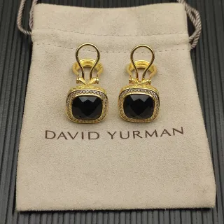 David Yurman ذهبي اللون أسود مقطع مخدد بيتي هالو كليب أون أقراط