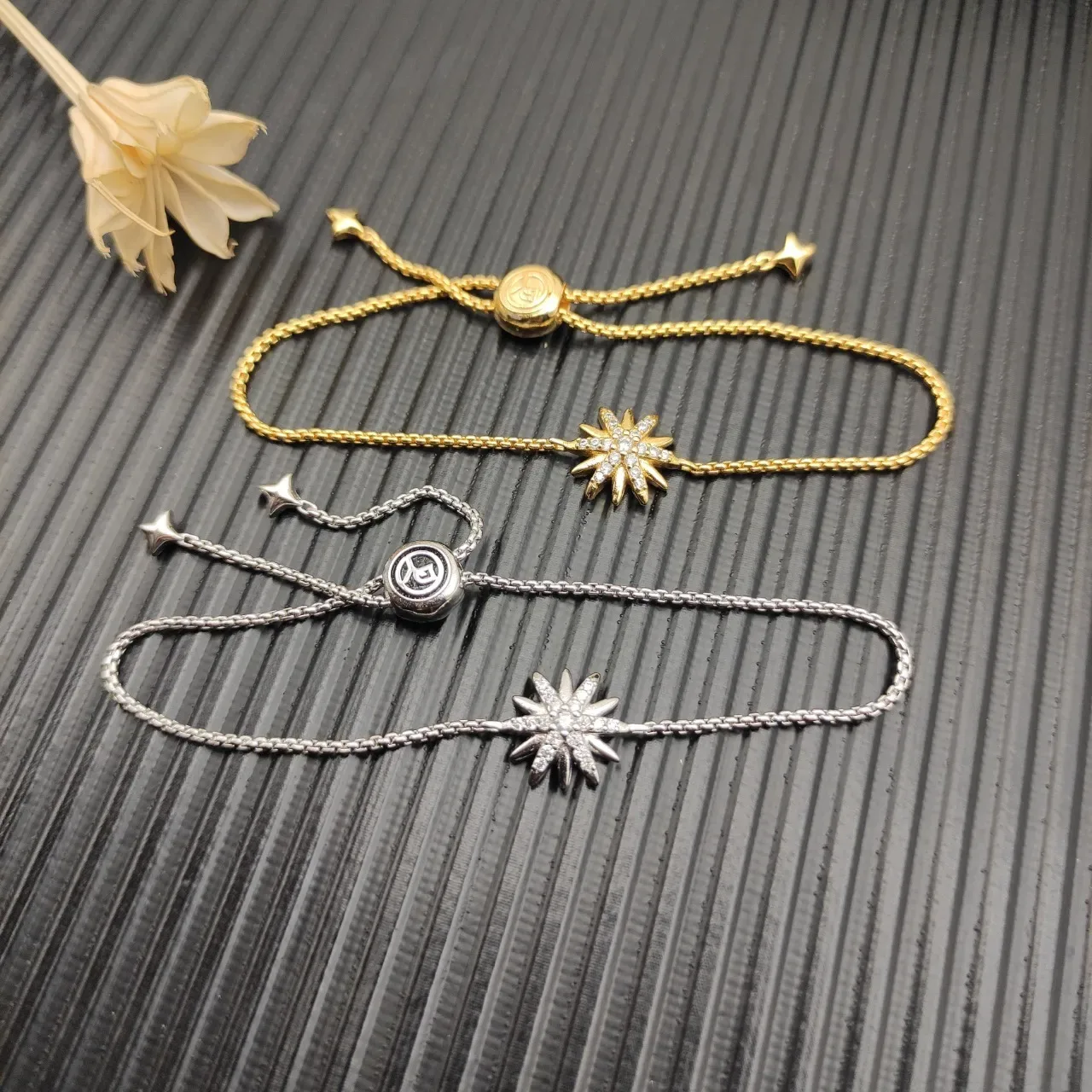 David Yurman Starburst Pavé Gold Chain Bracelet 4