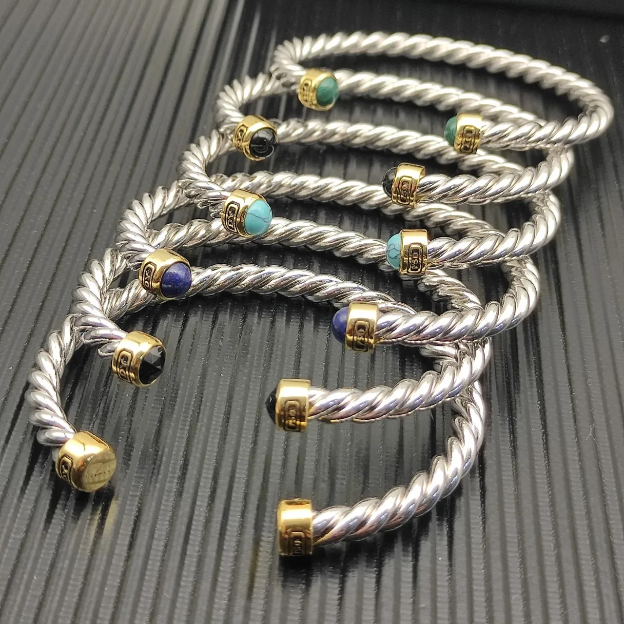 David Yurman Twisted Cable Turquoise and Gold-Tone Bracelet 2