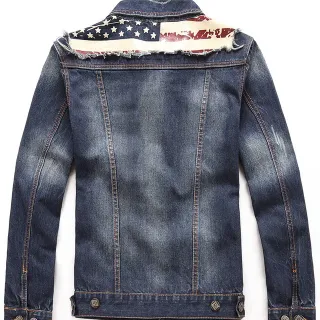 Distressed American Flag Patch Denim Jacket