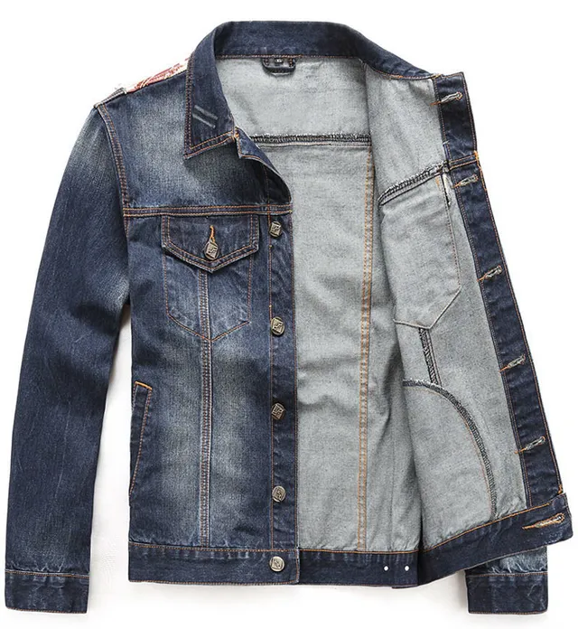 Distressed American Flag Patch Denim Jacket 4