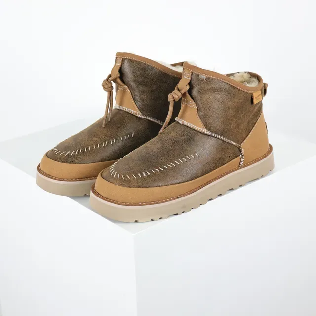 Distressed Brown and Tan Suede Toggle-Lace Ankle Boots 6
