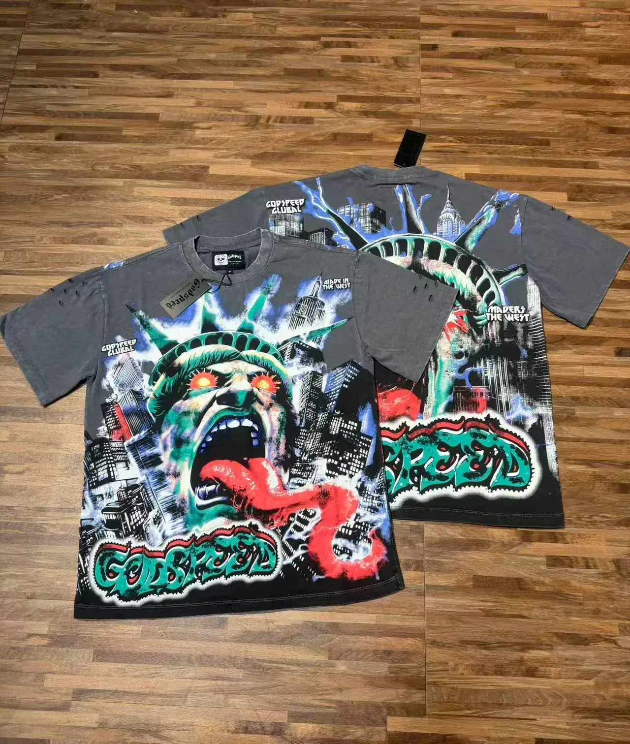 Distressed Graphic Print Oversized T-Shirt 2