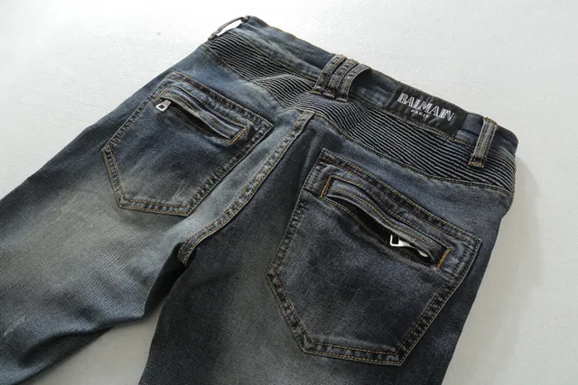 Jeans distressed moto-panelled zippé tapered 5