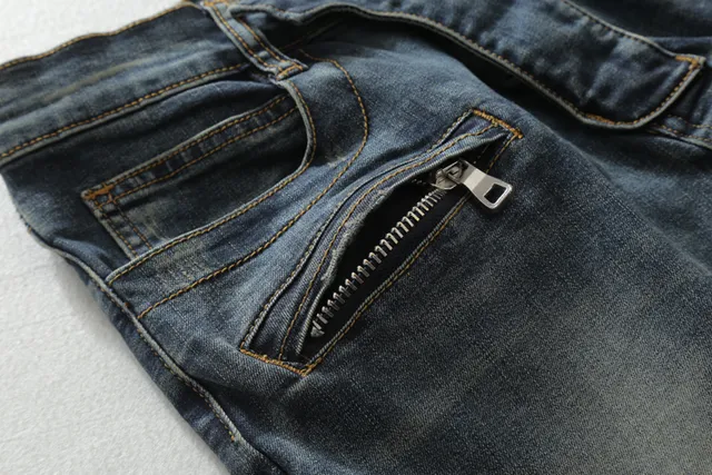 Jeans distressed moto-panelled zippé tapered 6