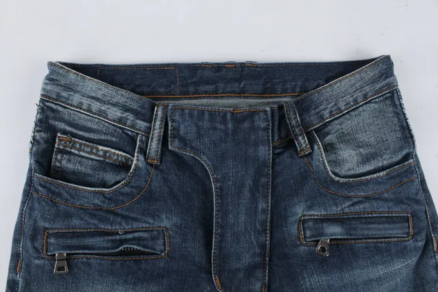 Jeans desgastados reforzados en las rodillas con bolsillo de cremallera y bajo en bruto 8