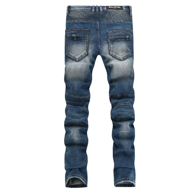 Jeans desgastados reforzados en las rodillas con bolsillo de cremallera y bajo en bruto 9