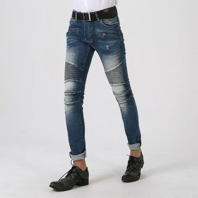 Jeans desgastados reforzados en las rodillas con bolsillo de cremallera y bajo en bruto 16