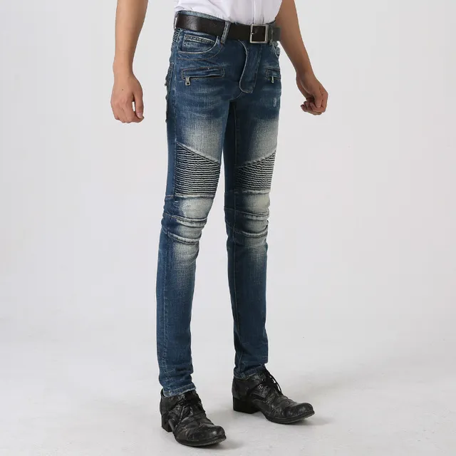 Jeans desgastados reforzados en las rodillas con bolsillo de cremallera y bajo en bruto 17