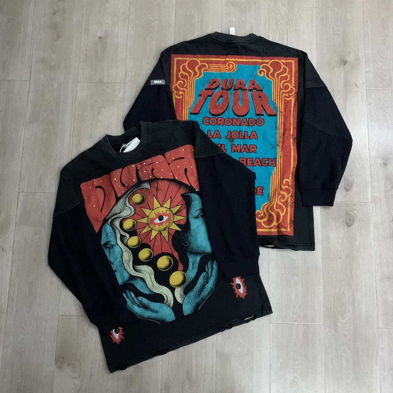 DUAA Distressed Black Graphic Print Crewneck Sweater 4