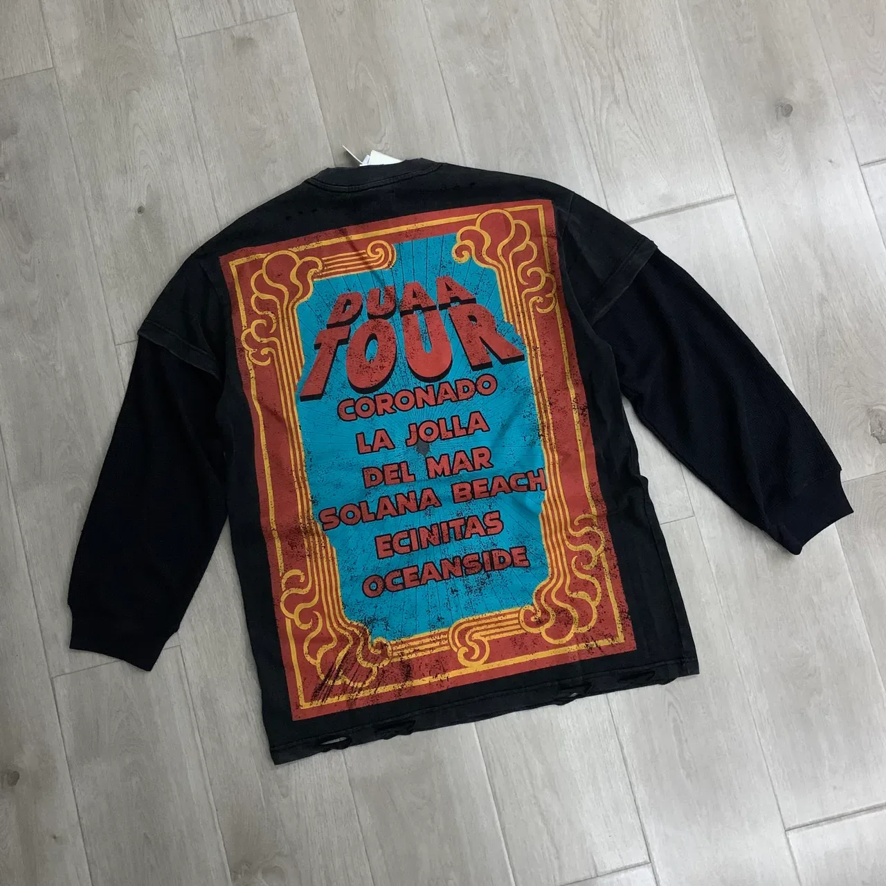 DUAA Distressed Black Graphic Print Crewneck Sweater 6