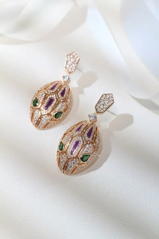 Geometric Tessellated Pavé-Set Multi-Gem Drop Earrings 6