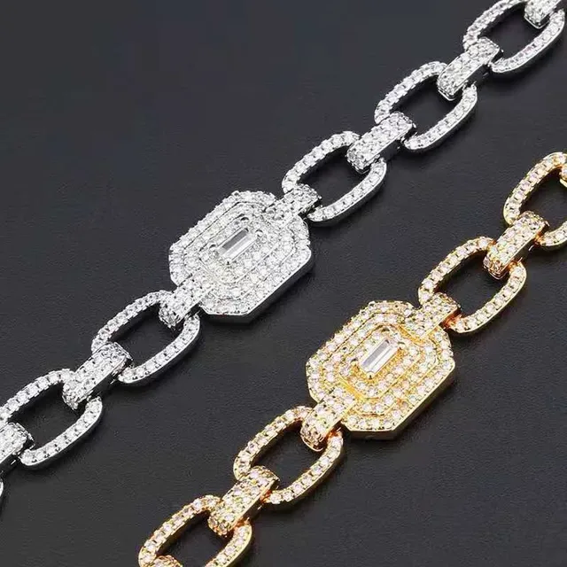 Gold and Silver Tone Pave-Set Chunky Link Bracelets 5