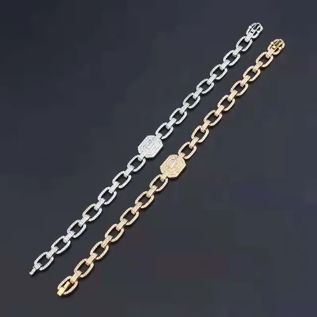Gold and Silver Tone Pave-Set Chunky Link Bracelets 7