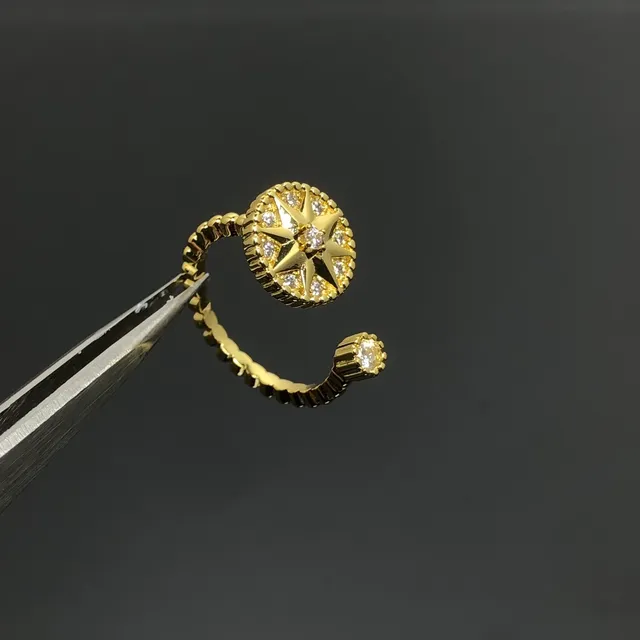 Bagues ouvertes en bande avec motif étoile et cristals pavé en tons doré et argent 3