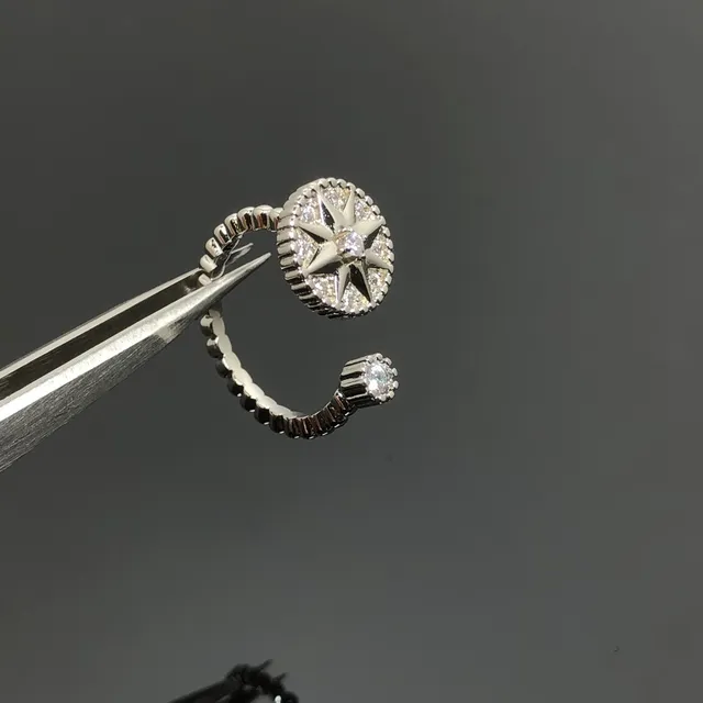 Bagues ouvertes en bande avec motif étoile et cristals pavé en tons doré et argent 4