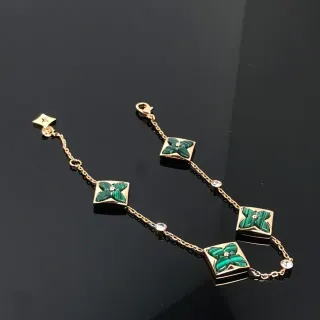 سوار سلسلة ذهب أخضر لوحات مالاخايت مربعة زهرية