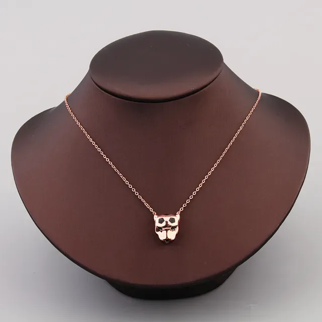Gold Green Panther-Head Pendant Enamel Spot Detailing Necklace 4