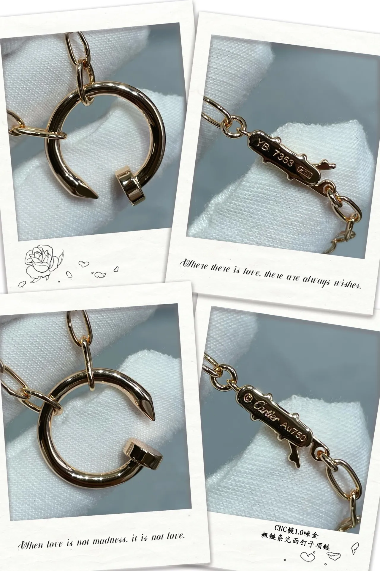 Gold Oval-Link Chain Circular Clasp-Style Pendant Necklace 2