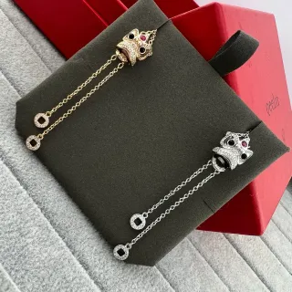 سواري ذهبية فضية بقلادة رأس حيوان بأحجار Pavé-Set