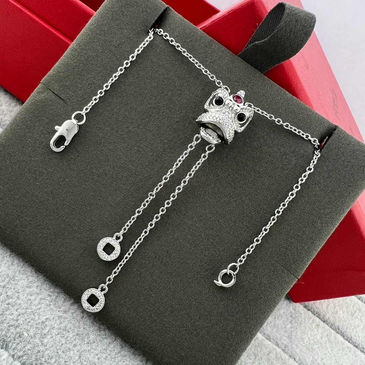 Gold Silver Animal-Head Pendant Pavé-Set Stones Bracelet 5