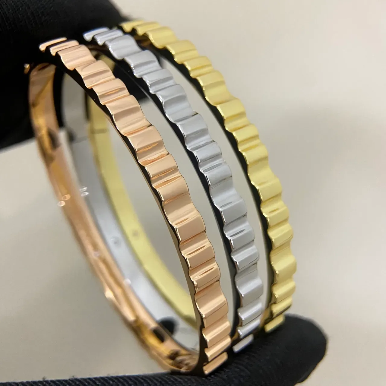 Gold Silver Fluted Segmented Bracelet 2