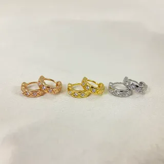 حلق ذهبي فضي نقشة مبطنة Pavé-Set حجر شفاف