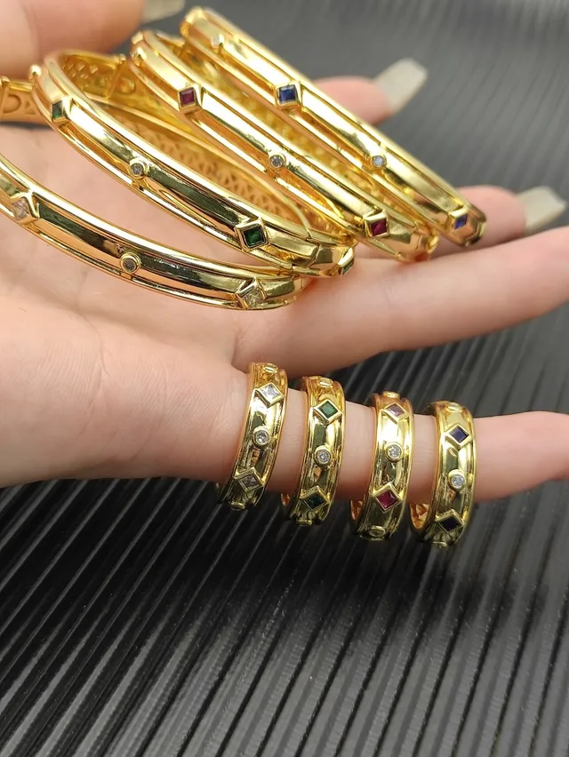 Gold Silver Two-Tone Metal Openwork Lattice Pattern Bracelet 4