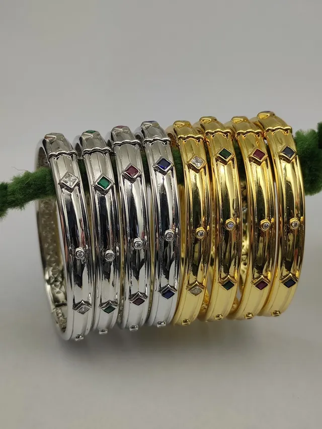 Gold Silver Two-Tone Metal Openwork Lattice Pattern Bracelet 5