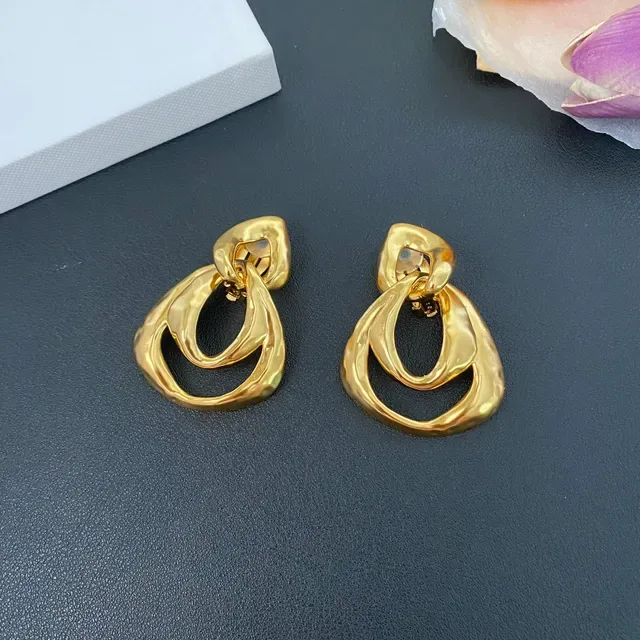 Gold-Tone Abstract Interlocking Loop Earrings 7