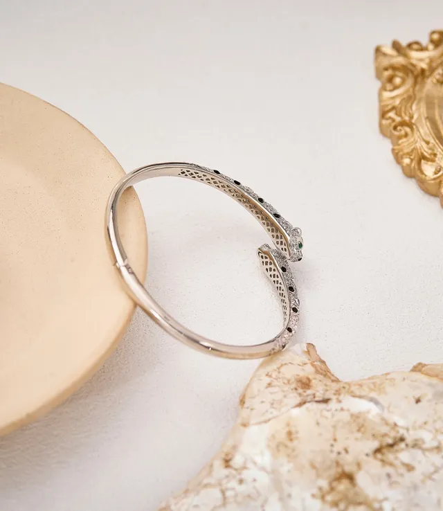 Gold-Tone Dual Panther Head Pavé Spot Bracelet 2