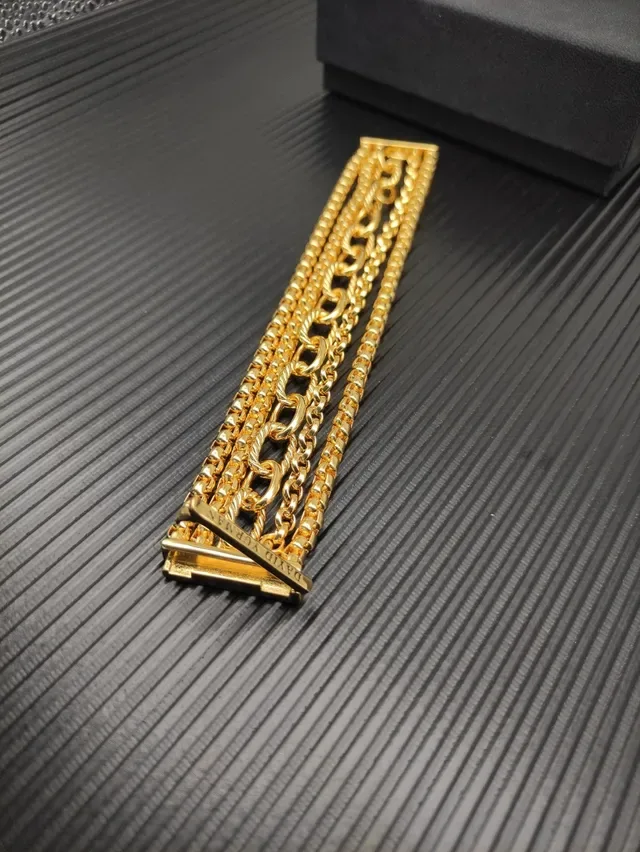 Gold-Tone Multi-Strand Interlocking Chain Link Bracelet 3