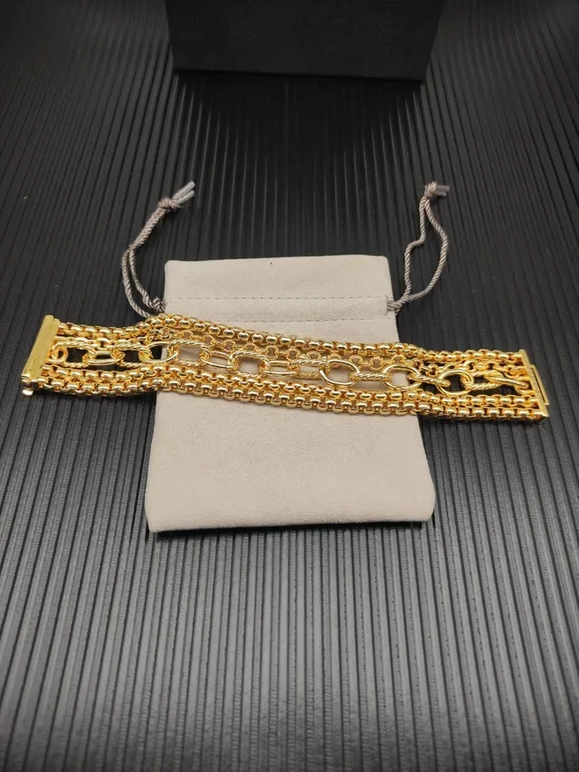 Gold-Tone Multi-Strand Interlocking Chain Link Bracelet 8