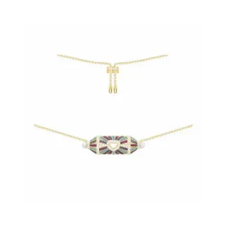Colliers pendentifs en ton doré à gemmes et perles multicolores en forme de cœur