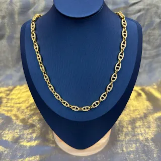 Collar de Cadena Mariner Link con Pavé en tono dorado