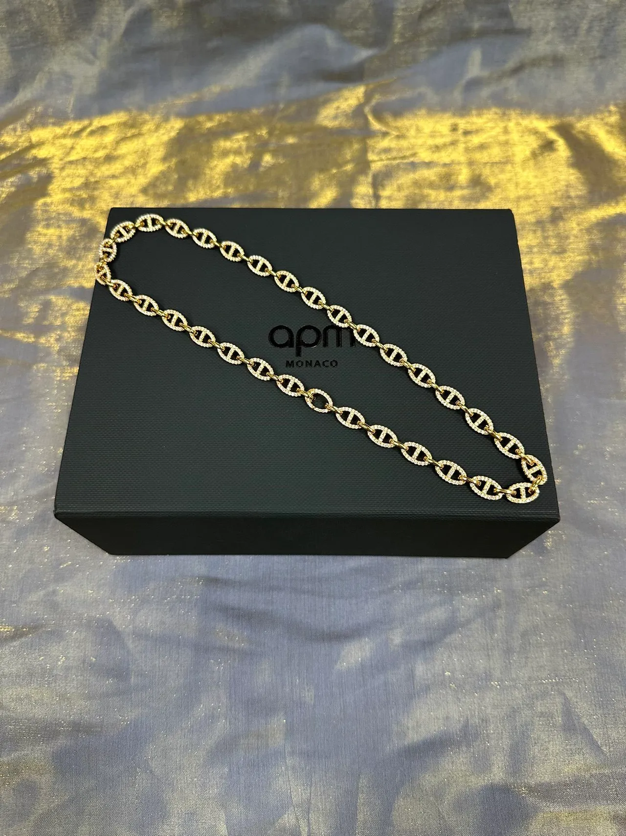 সোনালি Pavé Mariner Link Chain নেকলেস 9