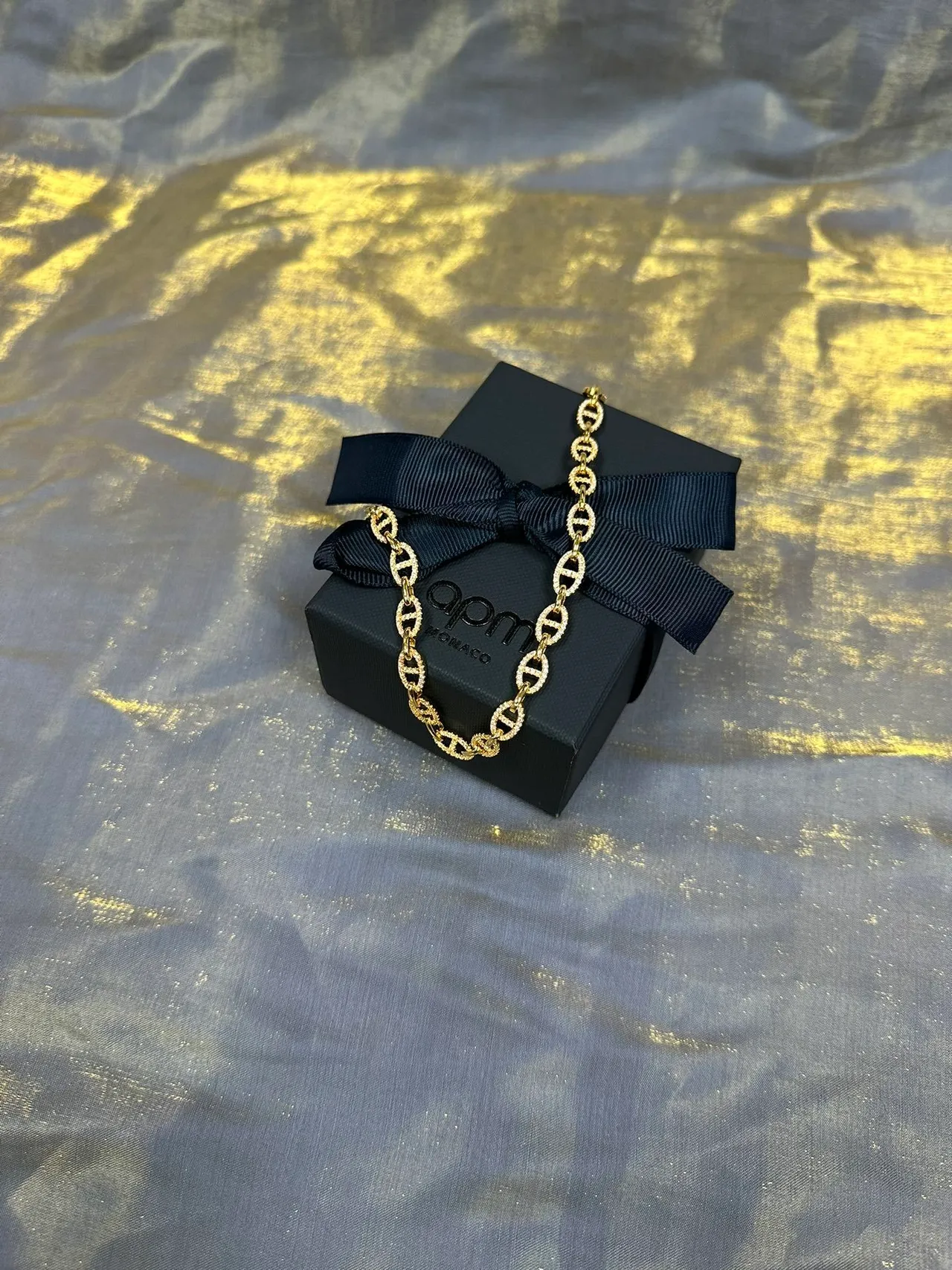সোনালি Pavé Mariner Link Chain নেকলেস 6