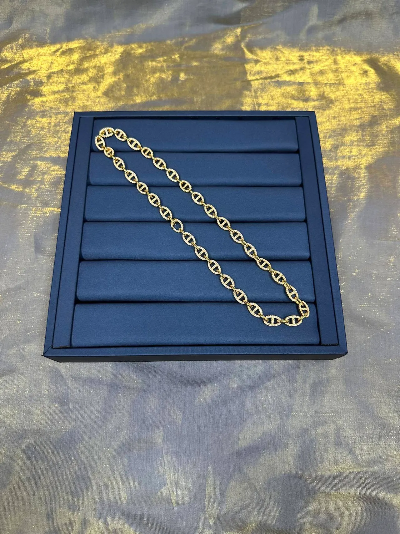 সোনালি Pavé Mariner Link Chain নেকলেস 8