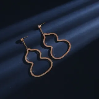 Brincos de tom dourado Pavé contorno aberto duplo lóbulo pendentes