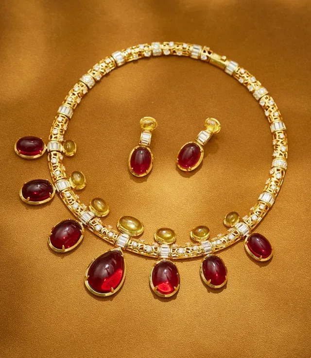 Gold-Tone Pink and Yellow Gemstone Drop Earrings 6